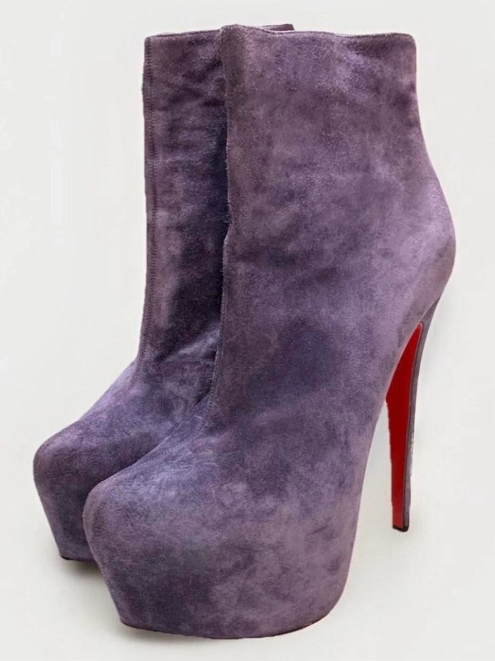 Purple Suede High Heel Platform Ankle Boots